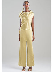 Luxe Satin Gold Drape Neck Top