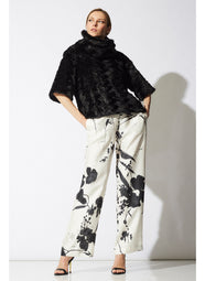 Nara Silk Twill Black/White Pull on Pants