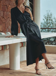 Tracy Black Long Robe