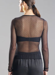 Mesh Black Lace Applique Top