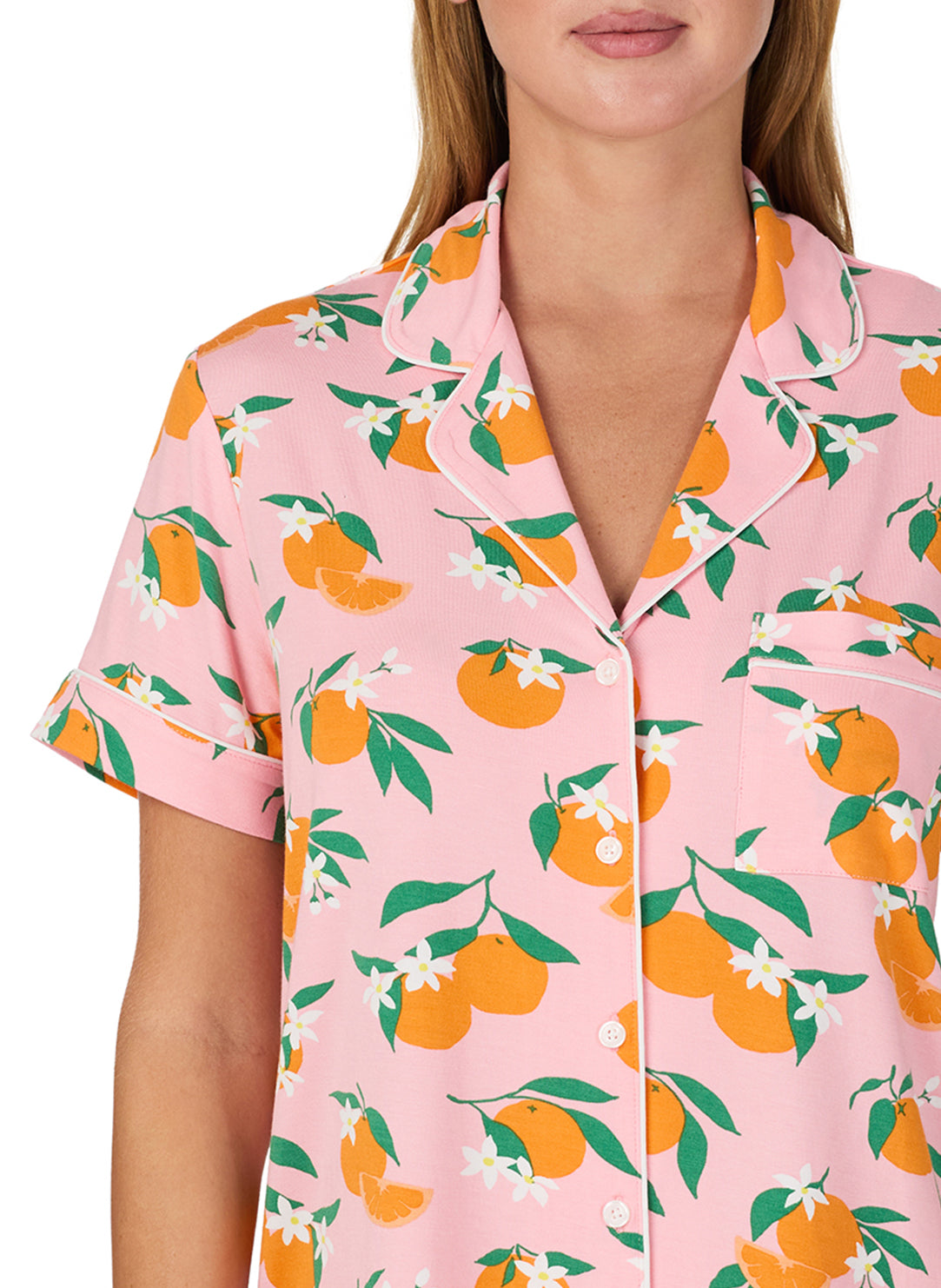 Squeeze of the Day Pink Short Sleeved Cropped Pajama Set
