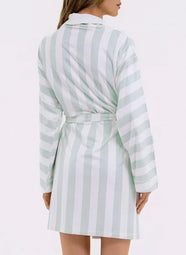 Cabana Stripe Mint Short Robe