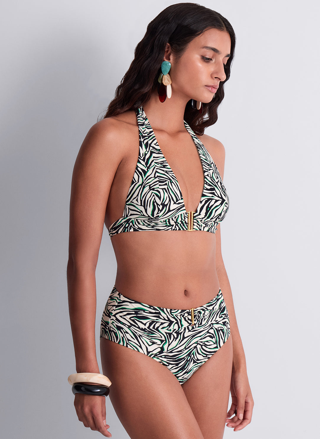 Tropical Splash Wild Stripes Swim Triangle Top