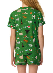 Dog Park Green Short PJ Set