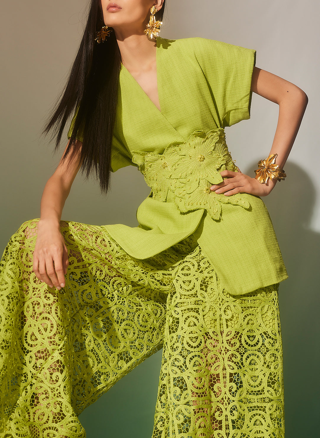 Raffia Lace Pear Palazzo Pants