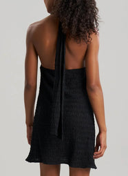 Waves Black Mini Halter Dress Swim Cover