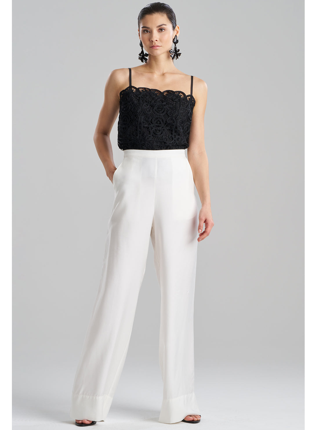 Cotton Silk Twill White Trouser