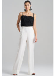 Cotton Silk Twill White Trouser