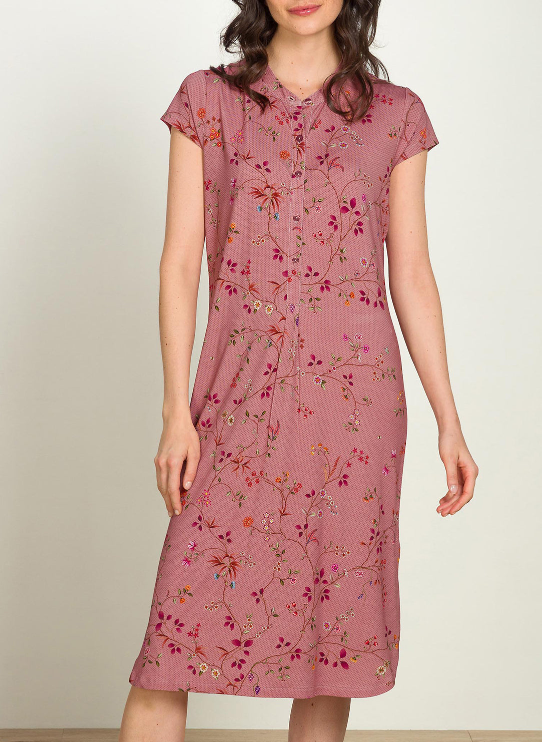 Delhi Dreams Pink Dalia Short Sleeve Night Dress