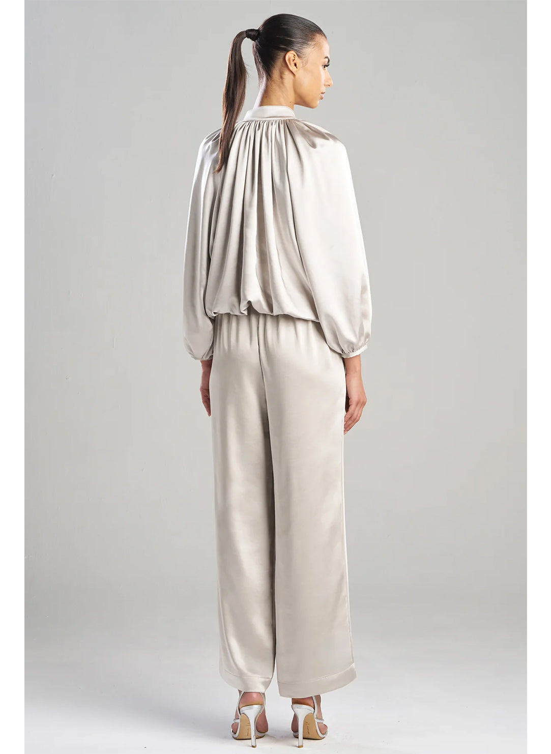 Luxe Satin Pearl Poet Blouse