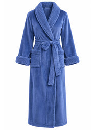 Plush Sherpa Blue Frost Long Robe