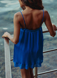 Celeste Plisse Bleu Pleated Chiffon Chemise