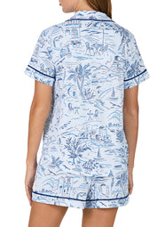 Coastal Toile Blue Short Pajama Set