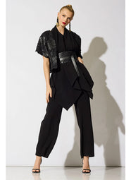 Stretch Crepe Black Neck Wrap