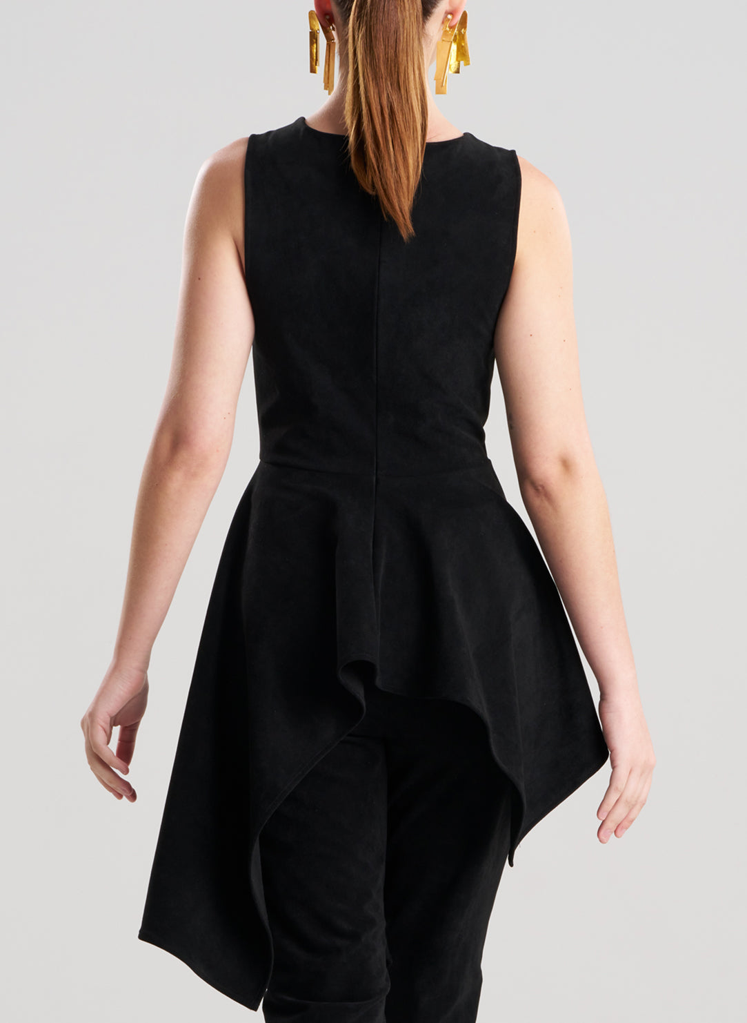 Vegan Luxe Suede Black Cascade Top