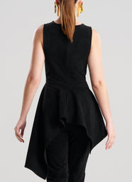 Vegan Luxe Suede Black Cascade Top