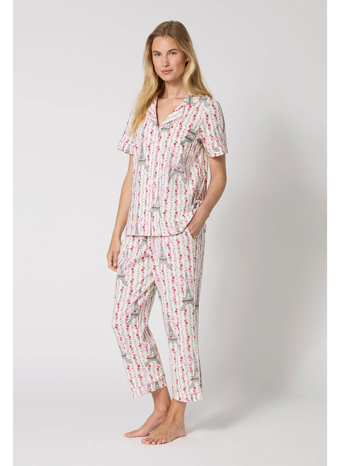 Fleur de la Tour White Cropped PJ Set