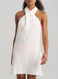 Waves White Mini Halter Dress Swim Cover