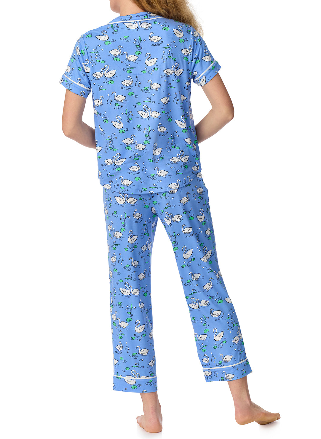 Swan Serenade Blue Cropped PJ Set