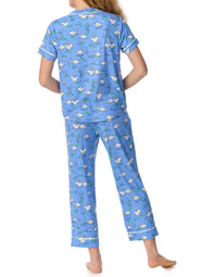 Swan Serenade Blue Cropped PJ Set