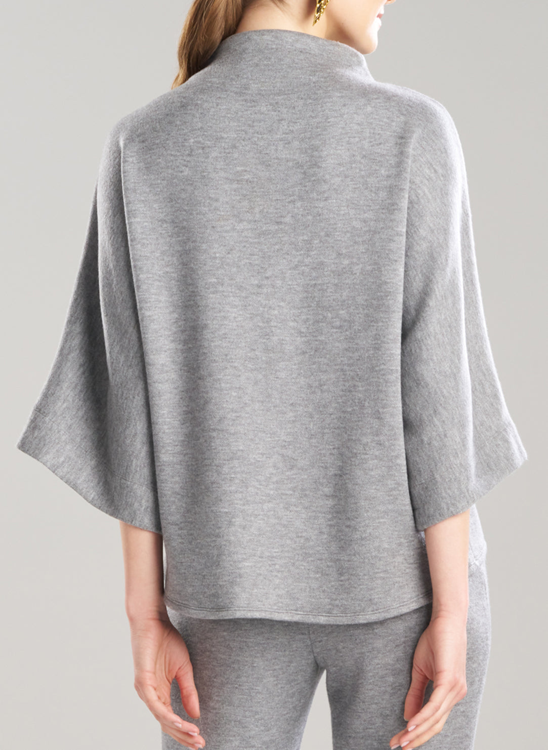 Double Knit Heather Grey Mock Neck Top
