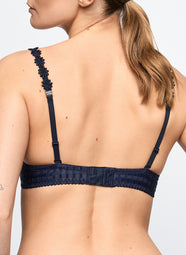 Avero Velvet Blue Padded Balcony Bra