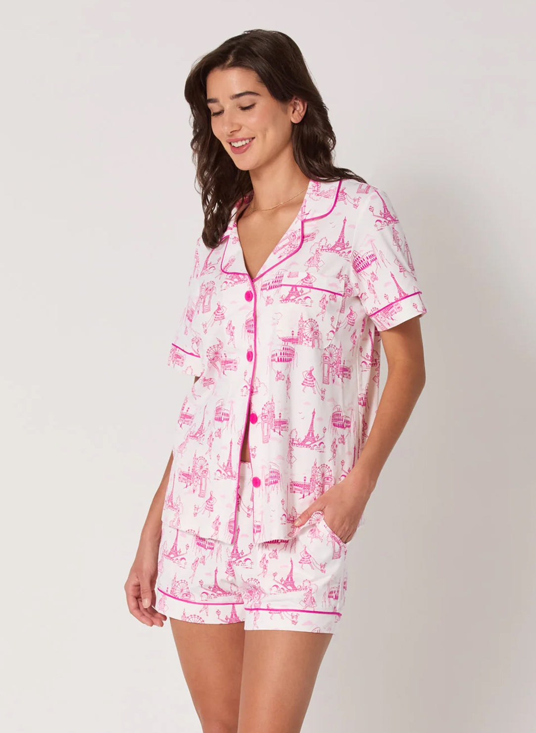 Jet Setter White Short Pajama Set