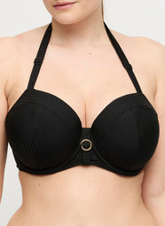 Delray Black Padded Balcony Bikini Top