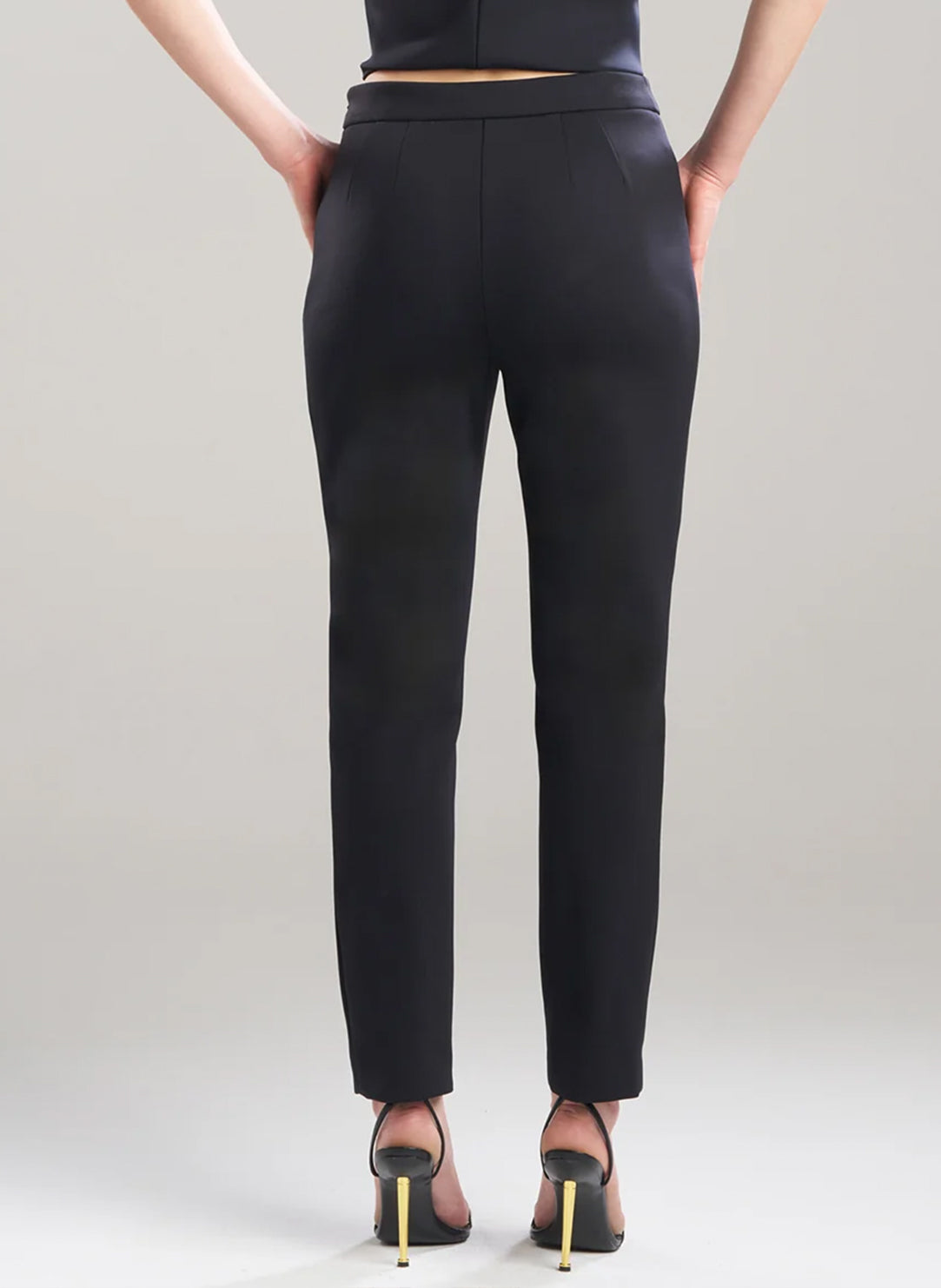 Techno Crepe Black Side Zip Ankle Pants