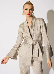 Metallic Swirl Jacquard Pearl Kimono Jacket