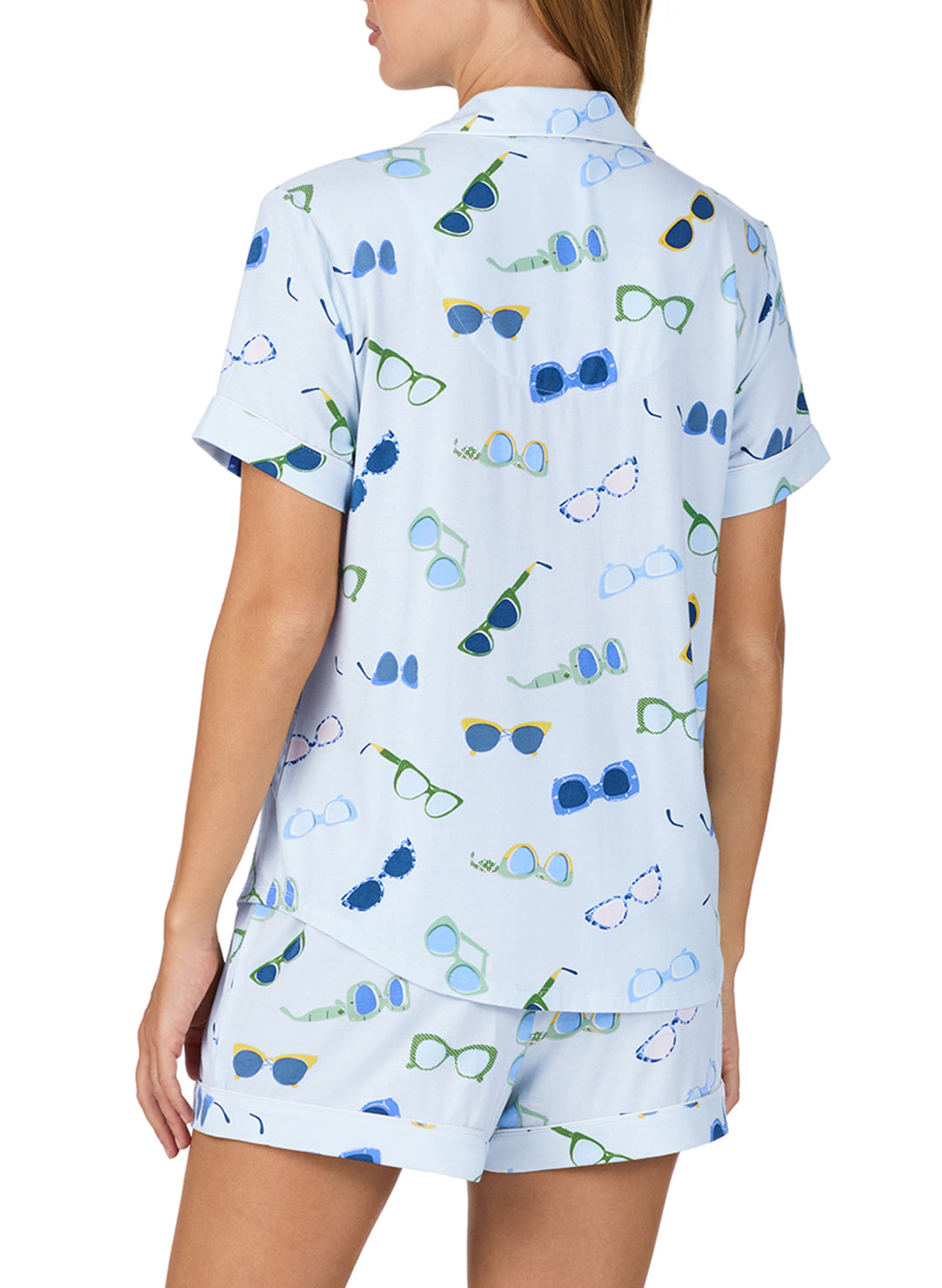 Sunglasses Toss Blue Short Pajama Set