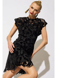 Shirin Velvet Lace Black Sheath Dress