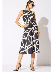 Spiral Cotton Taffeta Black/White Asymmetric Seam Dress