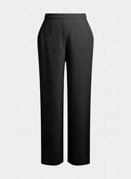 Stretch Crepe Black Pull on Straight Leg Pant