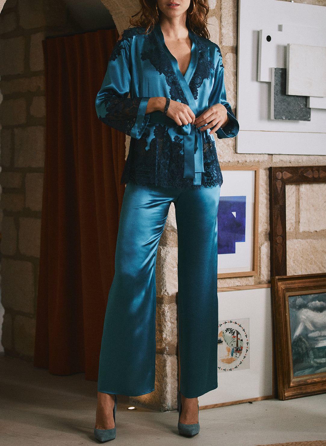 Desiree Satin Ocean/Nuit Pajama Set