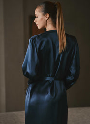 Dahlia Satin Nuit Solid Long Robe