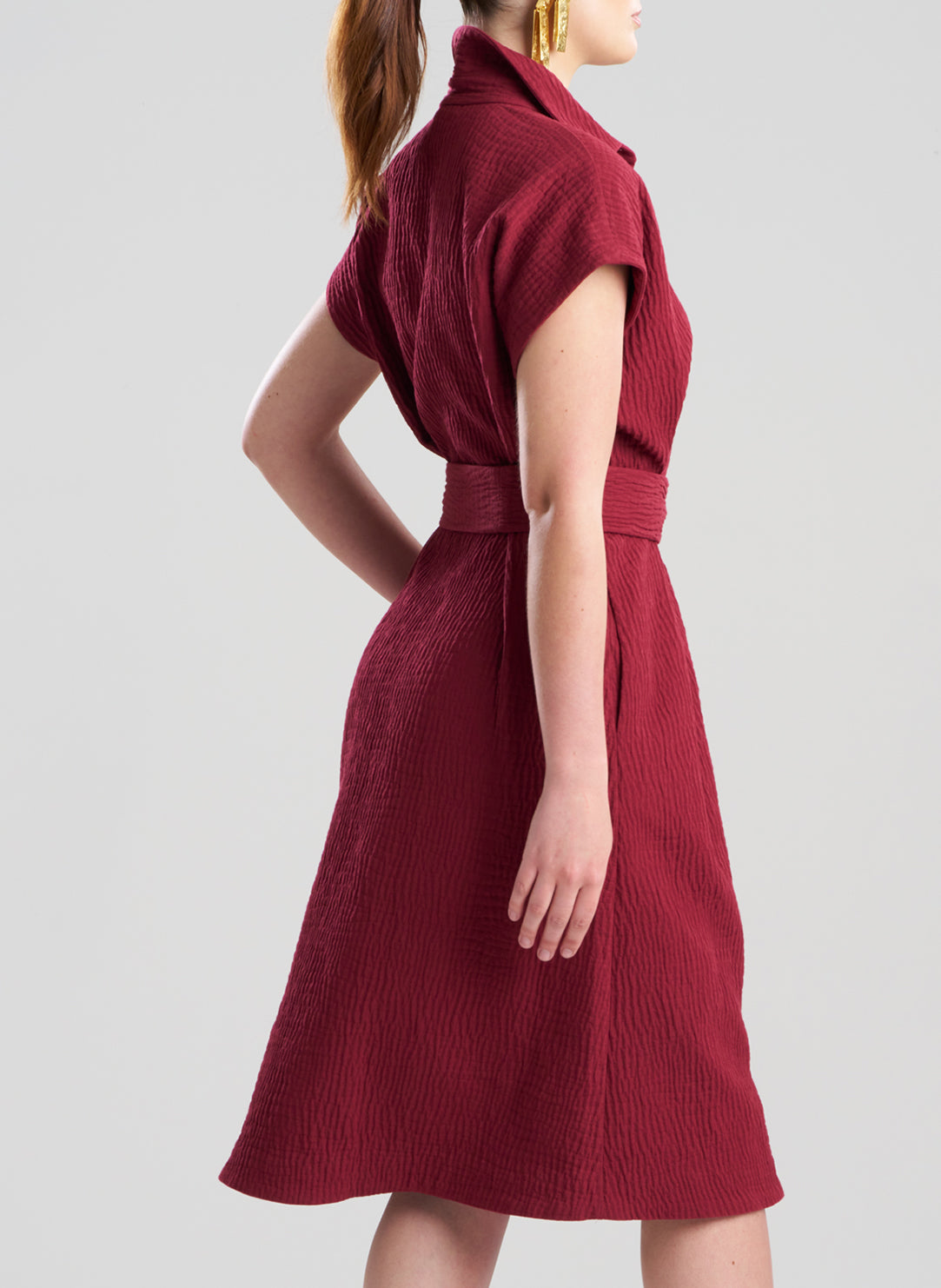 Textured Cotton Jacquard Ruby Shirt Dress