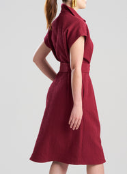 Textured Cotton Jacquard Ruby Shirt Dress