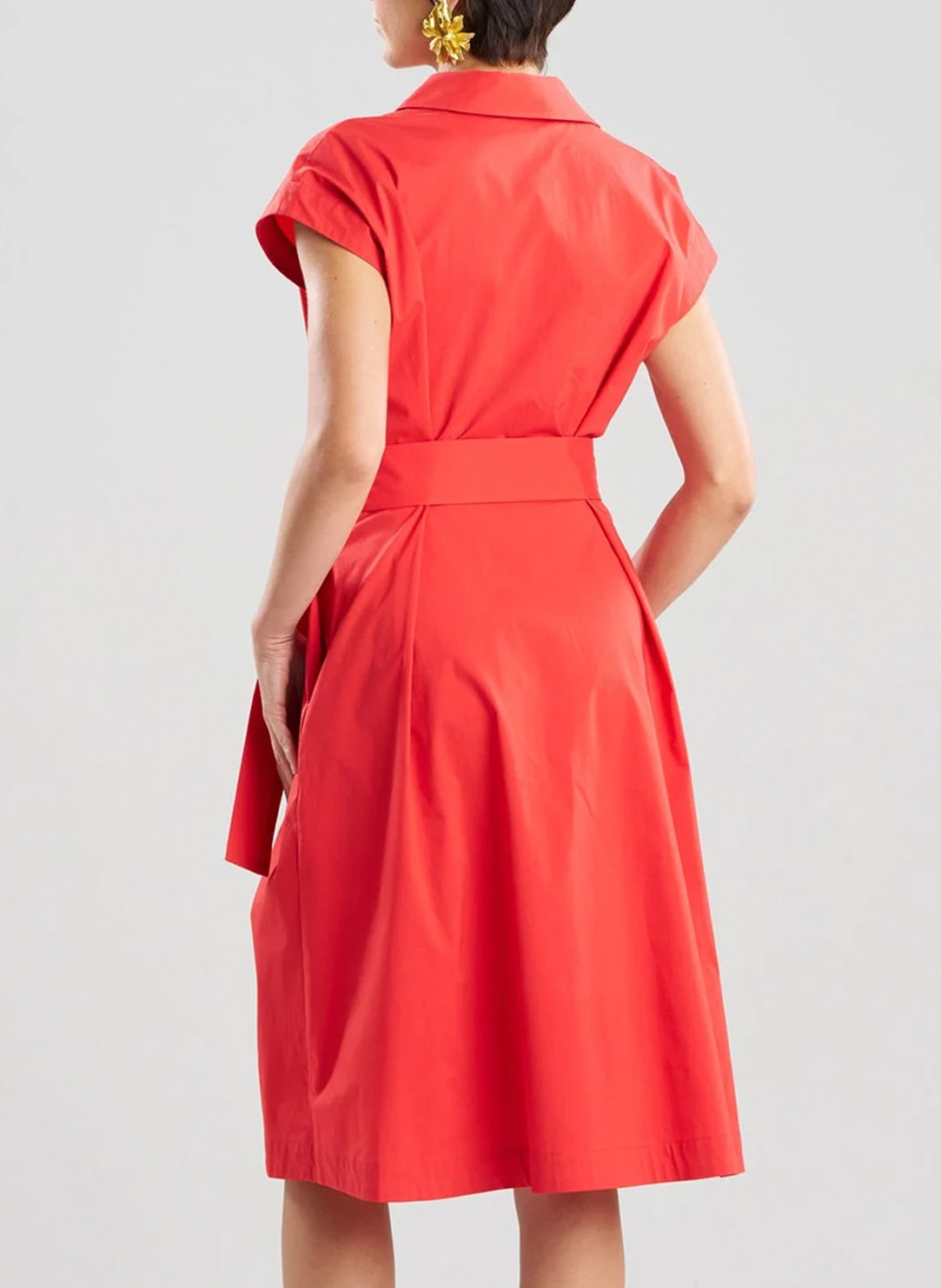 Tech Cotton Taffeta Mars Red Shirt Dress