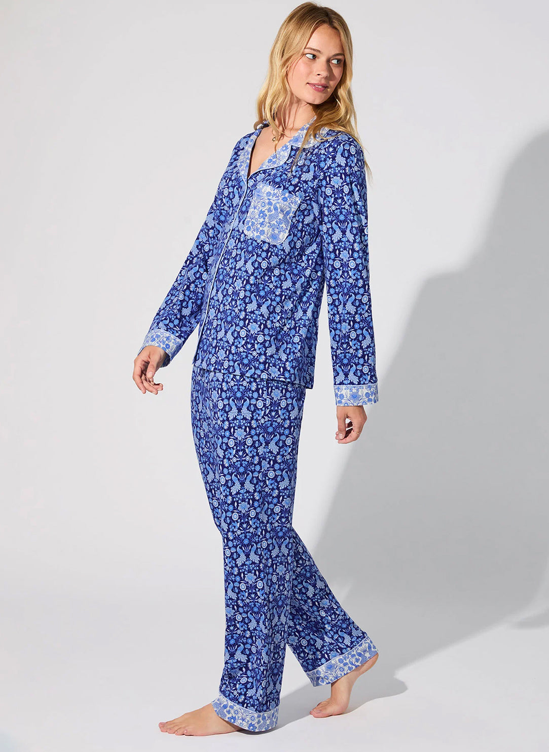 Bloomscape Blue Long Pajama Set