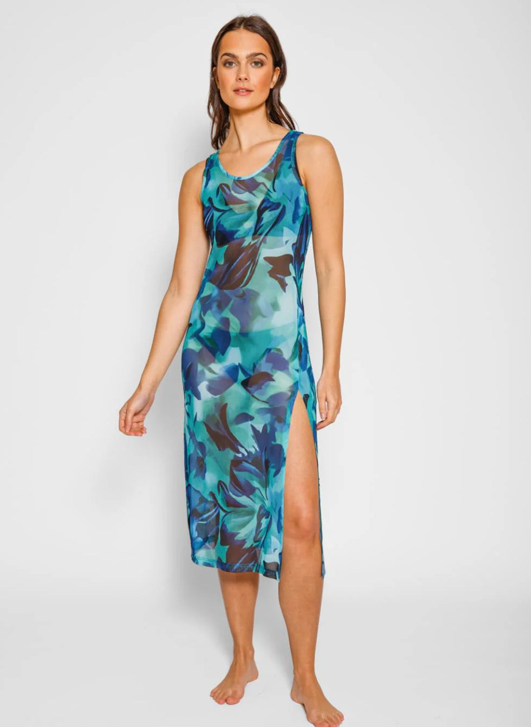 Hydra Seascape Multi Mesh Long Dress