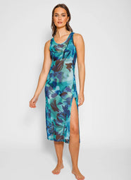 Hydra Seascape Multi Mesh Long Dress
