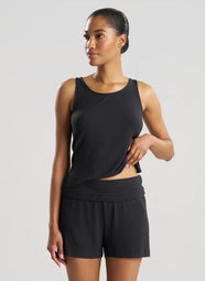 Skye Rib Black Pajama Shorts