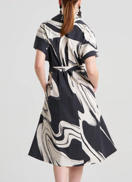 Kaze Black Short Sleeve Trapeze Dress