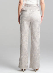 Metallic Swirl Jacquard Pearl Size Zip Pant