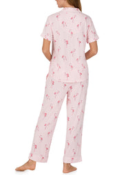 Flamingo Cove Pink Short Sleeved Cropped Pajama Set