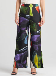 Yoru Silk Twill Black Multi Wide Pull on Pant