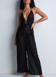 Beach Walk Black Swim Jumpsuit