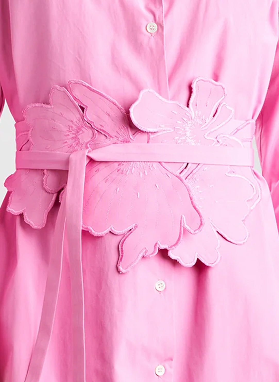 Tech Cotton Taffeta Fresh Pink 3D Embroidered Obi Belt