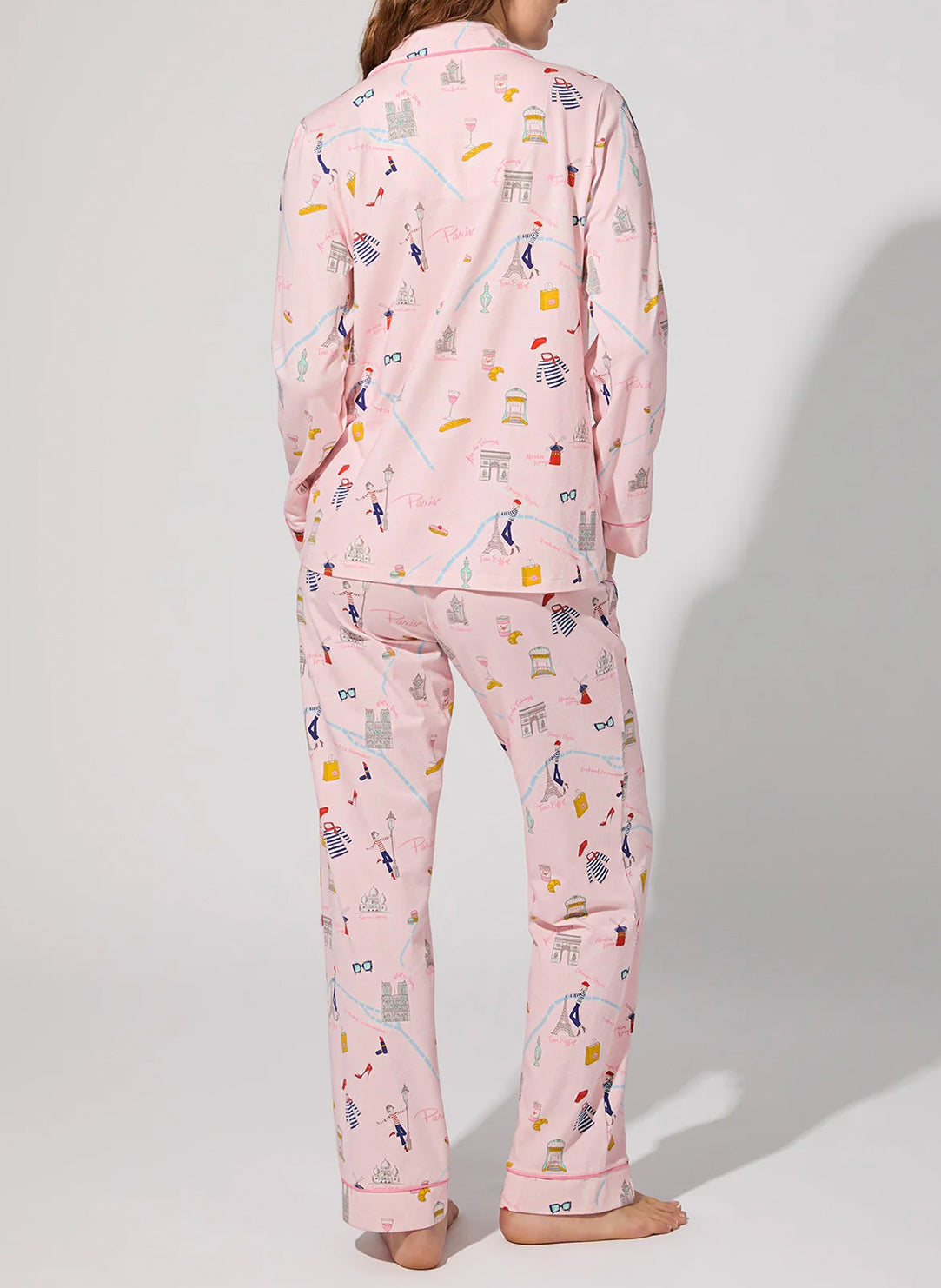 48 Hrs In Paris Pink Long Pajama Set